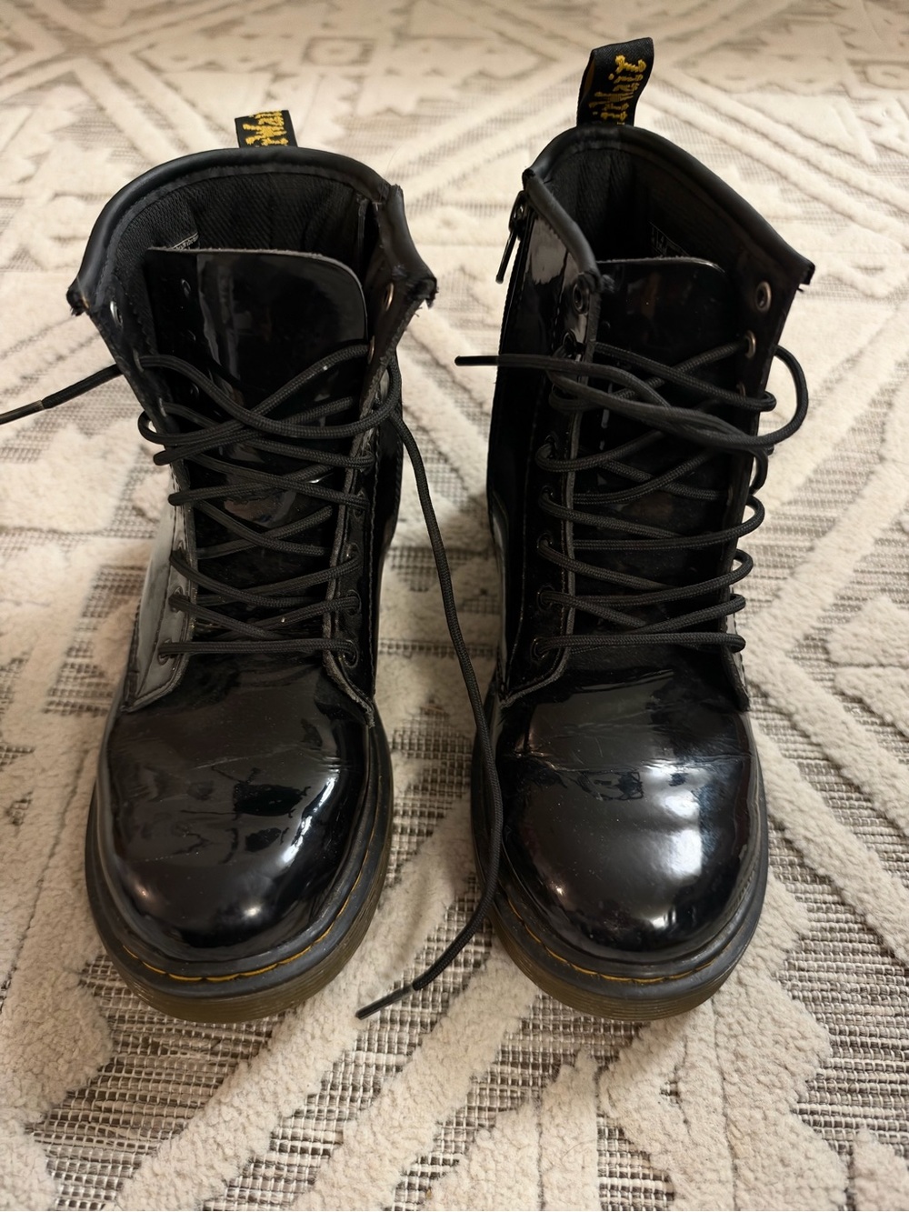 Dr. Martens Black Patent Lace-Up Kids Combat Boots